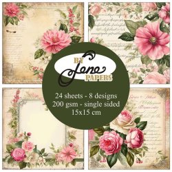 Papirblok i 15x15cm, 24 ark, "Romance" fra By Lene, BLP060