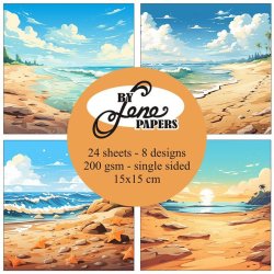 Papirblok i 15x15cm, 24 ark, "Fantastic Beach" fra By Lene, BLP066