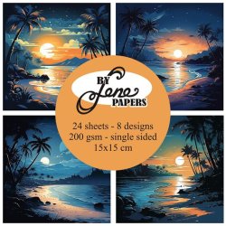 Papirblok i 15x15cm, 24 ark, "Fantastic Beach" fra By Lene, BLP066