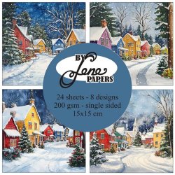 Papirblok i 15x15cm, 24 ark, "Vinter By" fra By Lene, BLP068