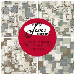 Papirblok i 15x15cm, 24 ark, "Jule patchwork design karton" fra By Lene, BLP070