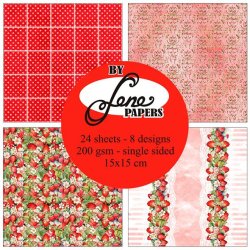 Papirblok i 15x15cm, 24 ark, "Jordb�r s�son" fra By Lene, BLP082