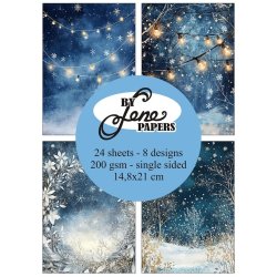 Papirblok i 15x21cm, 24 ark, "Bl vinter &amp; jul" fra By Lene, BLP269