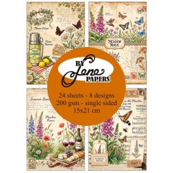Papirblok i 15x21cm, 24 ark, "Bedstemors sommer" fra By Lene, BLP276