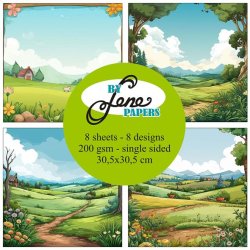 Papirblok i 15x15cm, 24 ark, "Landskaber" fra By Lene, BLP048