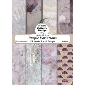 Papirblok, rosa/cremefarvede mnstre, 8 design, A6-str., 200g, 24 ark i alt