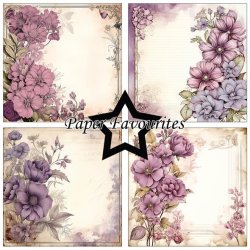 Papirblok i 15x15cm, 24 ark, Paper Favourites PF280 "Lilla vintage blomster"