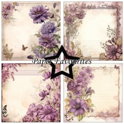 Papirblok i 15x15cm, 24 ark, Paper Favourites PF280 "Lilla vintage blomster"