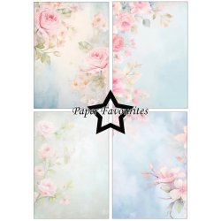 Papirblok i A5 strrelse (14,85x21cm), 8 design, 24 ark, Paper Favourites PFA121 "Watercolor Floral"