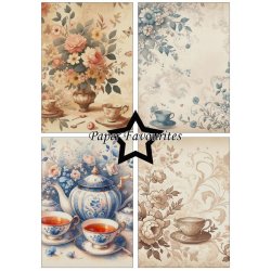 Papirblok i A5 strrelse (14,85x21cm), 8 design, 24 ark, Paper Favourites PFA136 "Blomster &amp; Te"