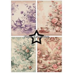 Papirblok i A5 strrelse (14,85x21cm), 8 design, 24 ark, Paper Favourites PFA136 "Blomster &amp; Te"