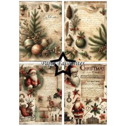 Papirblok i A5 strrelse (14,85x21cm), 8 design, 24 ark, Paper Favourites PFA146 "Vintage Christmas"