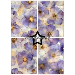 Papirblok i A5 strrelse (14,85x21cm), 8 design, 24 ark, Paper Favourites PFA177 "Blomster m/guld"