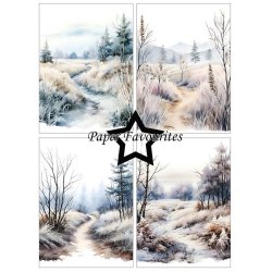 Papirblok fra Paper Favourites, Vinter landskaber, A6-str., 200g, 24 ark i alt