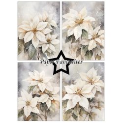 Papirblok fra Paper Favourites, PFA595, Julestjerner - rde &amp; hvide, A6-str., 200g, 24 ark i alt