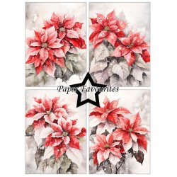 Papirblok fra Paper Favourites, PFA595, Julestjerner - rde &amp; hvide, A6-str., 200g, 24 ark i alt