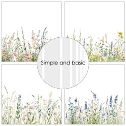 Papirblok fra Simple and Basic, SBP549, 15x15cm, 8 design, 24 ark, Vilde blomster