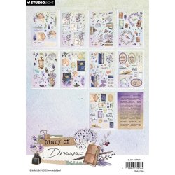 Die-cut blok fra Studiolight DCPP294 "Diary of Dreams" i A5 str., mere end 500 die-cuts