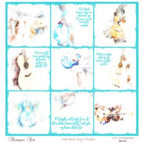 Scrappapir fra Matique Art, ca. 30x30cm, 200g, Guitarmotiver