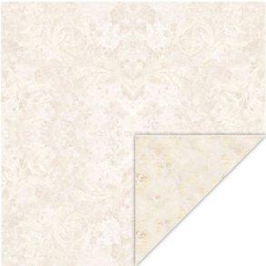 Scrappapir ca. 30x30cm, Flot blomstermnster i beige farver m/svagt guldtryk, 2-sidet, 200g