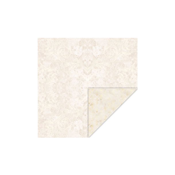 Scrappapir ca. 30x30cm, Flot blomstermnster i beige farver m/svagt guldtryk, 2-sidet, 200g