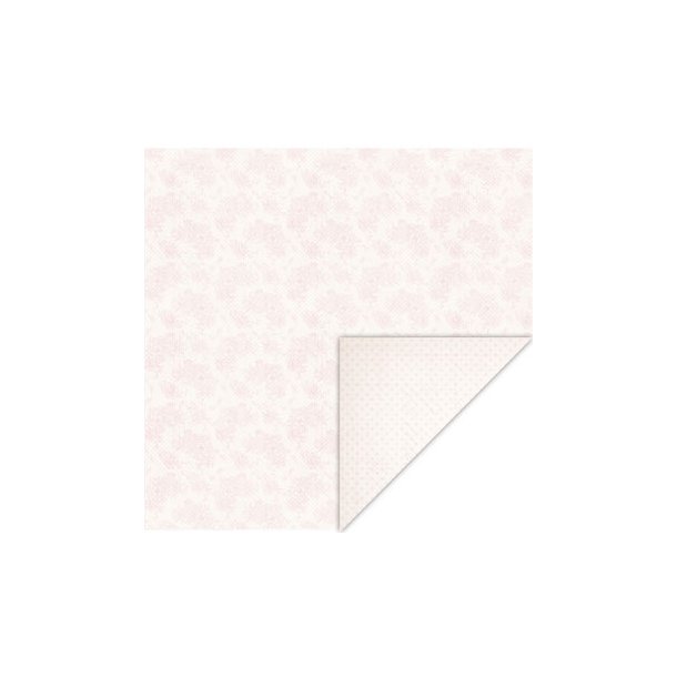 Scrappapir ca. 30x30cm, svag rosa/fersken farvet blomstermnster og prikker, 2-sidet, 200g