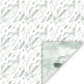 Scrappapir ca. 30x30cm, blade og aks i hvid & grn, 2-sidet, 200g