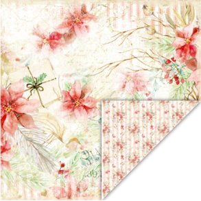 Scrappapir ca. 30x30cm, julestjerner, gran og tekst, 2-sidet, 200g