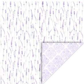 Scrappapir ca. 30x30cm, lavendel & blomstermnster, 2-sidet, 200g