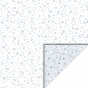 Scrappapir ca. 30x30cm, hjerter & cirkler i gr nuancer, 2-sidet, 200g
