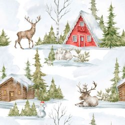 Scrappapir ca. 30x30cm, vinterlandskab / sm julemotiver, 2-sidet, 200g