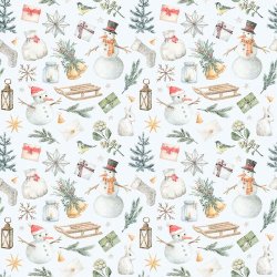 Scrappapir ca. 30x30cm, vinterlandskab / sm julemotiver, 2-sidet, 200g