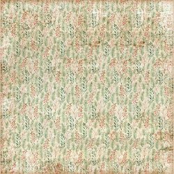 Scrappapir ca. 30x30cm, gyldent ark med sm grnne blade og rde blomster, 2-sidet, 200g