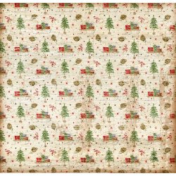 Scrappapir ca. 30x30cm, juleark med mindre motiver i rde og grnne farver, 2-sidet, 200g