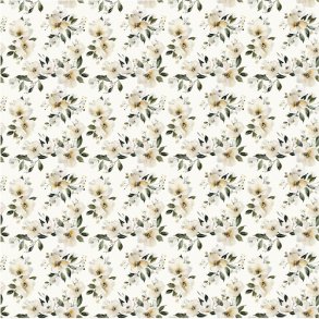 Scrappapir ca. 30x30cm, blomster mnster i hvid/stvet grn & bl, 2-sidet, 200g