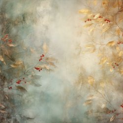 Scrappapir ca. 30x30cm, smukt design i stvgrn, gyldne/orange farver &amp; rde br, 2-sidet, 200g