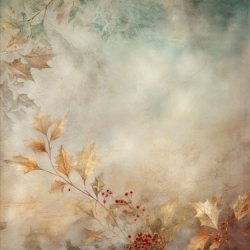 Scrappapir ca. 30x30cm, smukt design i stvgrn, gyldne/orange farver &amp; rde br, 2-sidet, 200g