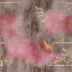 Scrappapir ca. 30x30cm, smukt design i lysegr/pink/ og gyldne farver, 2-sidet, 200g