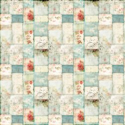 Scrappapir ca. 30x30cm, smukt design i felter i stvet bl &amp; pastelfarver, 2-sidet, 200g