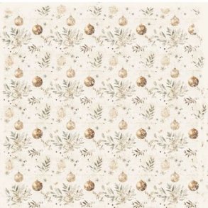 Scrappapir ca. 30x30cm, smukt jule/vinter design m/sm kugler & strre kugler , 2-sidet, 200g