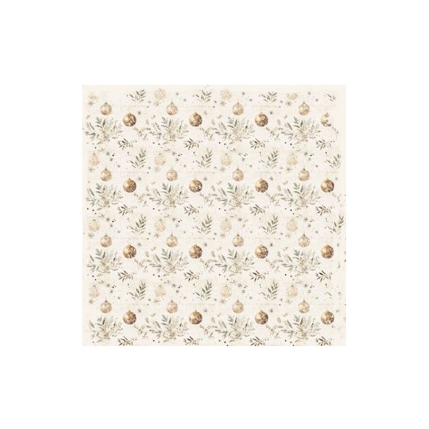 Scrappapir ca. 30x30cm, smukt jule/vinter design m/sm kugler &amp; strre kugler , 2-sidet, 200g