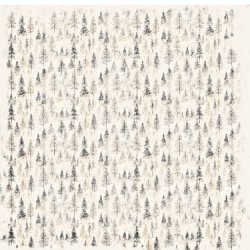 Scrappapir ca. 30x30cm, smukt jule/vinter design m/skov &amp; kristtjrn, 2-sidet, 200g