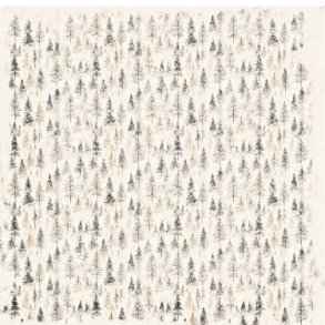 Scrappapir ca. 30x30cm, smukt jule/vinter design m/skov & kristtjrn, 2-sidet, 200g