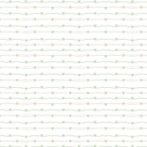 Scrappapir ca. 30x30cm, 2-sidet; hjerter i hvide, ferskenfarvet og salviegr�nne farver, 200g