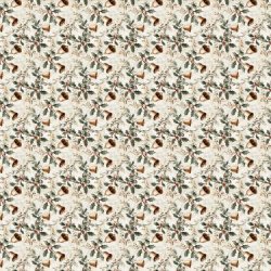 Scrappapir - Jul; ca. 30x30cm, 2-sidet; beige&gr�n ternet &amp; beige baggrund m/klokker og kvisttj�rn, 190g