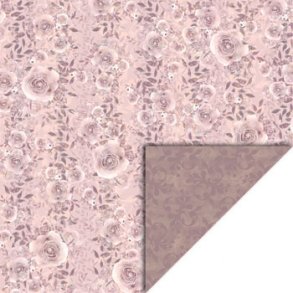 Scrappapir ca. 30x30cm, 2-sidet, 200g, gl. rosafarvede roser, 1ark