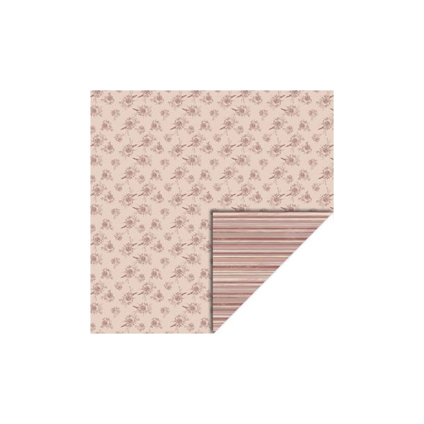 Scrappapir ca. 30x30cm, 2-sidet, 200g, gl. rosa/creme, 1ark