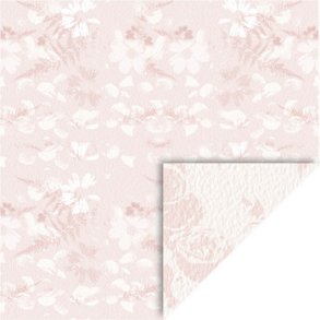 Scrappapir ca. 30x30cm, blomster mnster i rhvid/ferskenfarvet, 2-sidet, 200g