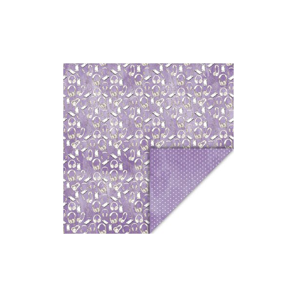 Scrappapir ca. 30x30cm, lilla/hvid, 2-sidet, 200g, 1ark