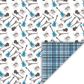 Scrappapir ca. 30x30cm, guitar/bas & bl tern , 2-sidet, 200g